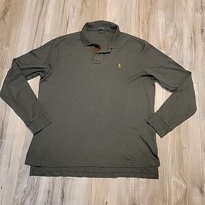 Polo Ralph Lauren‎ Shirt Mens Large Gray Pima Soft Touch Flesh Pony Pullover